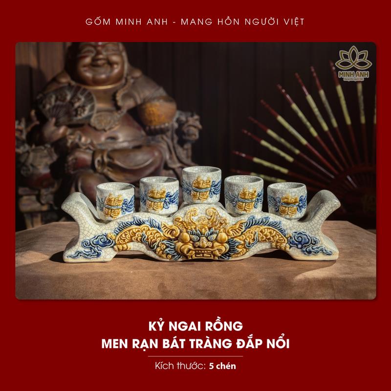Kỷ ngai thờ cúng gia tiên men Rạn Bát Tràng trang trí trên bàn thờ gia tiên decor phòng trang trí nhà đồ thờ thịnh vượng