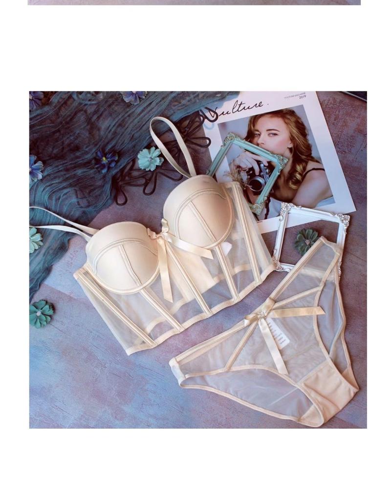 Product Introduction of Vintage Lingerie For Girls Half Cup Thin Breathable Mesh Hold Up Sexy Bra Set 19