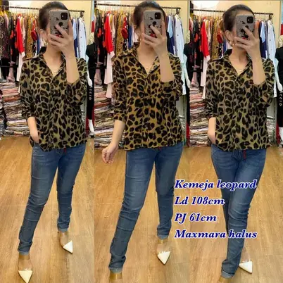 Kemeja Leopard Import Bahan Rayon Super Adem