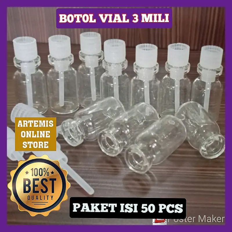 ( PAKET ISI 50 ) BOTOL VIAL 3 ML / BOTOL PENASILIN / BOTOL KECIL / BOTOL MINI / BOTOL VIAL / BOTOL MINYAK WANGI / BOTOL KACA / BOTOL MINI 0