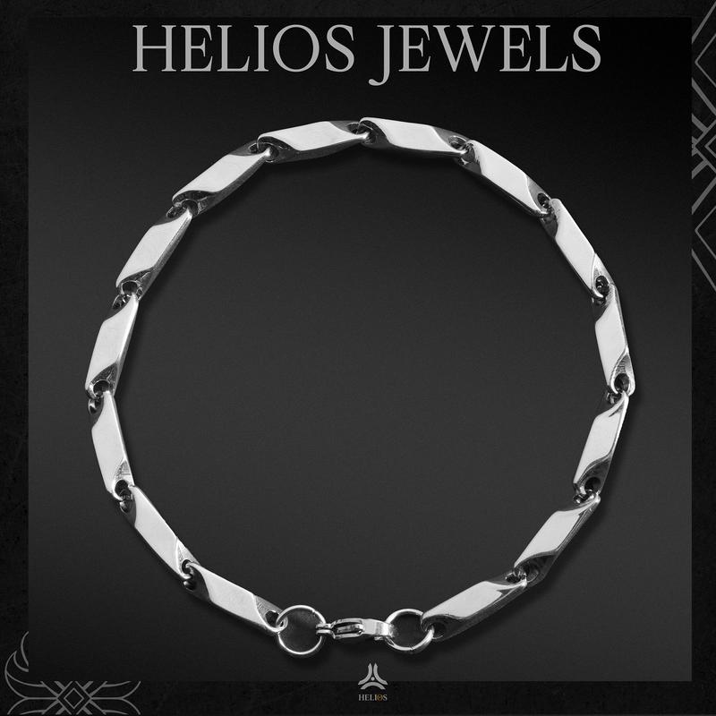 Vòng tay kim loại Helios Mắt Xích Bạc
