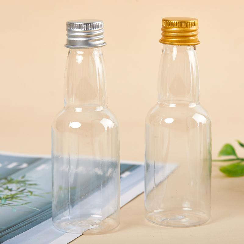 Product Introduction of 5Pcs 60ml Mini Clear PET Refillable Small Wine Bottles For Party Wedding Liquor Bottles With Leak Proof Screw Lid 20