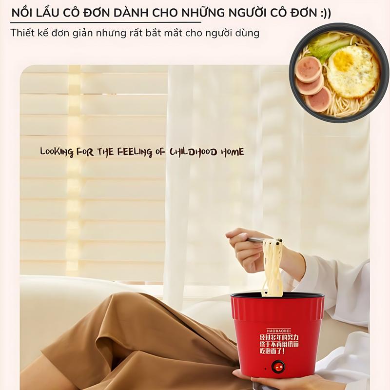 Product Introduction of Nồi lẩu điện mini đa năng, ca nấu mì, cốc ăn lẩu Cô Đơn hotrend Nồi Điện Nấu Ăn 12