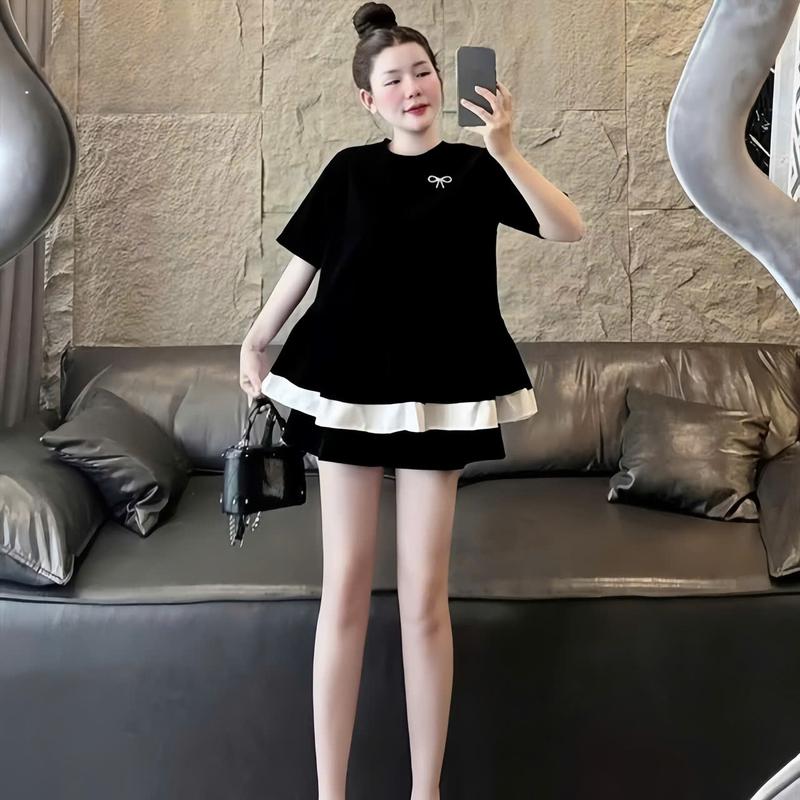 Set Nhung Dễ Thương Áo Baby Doll Kèm Quần Bigsize (58-90kg) Linhh Nguyen Bigsize