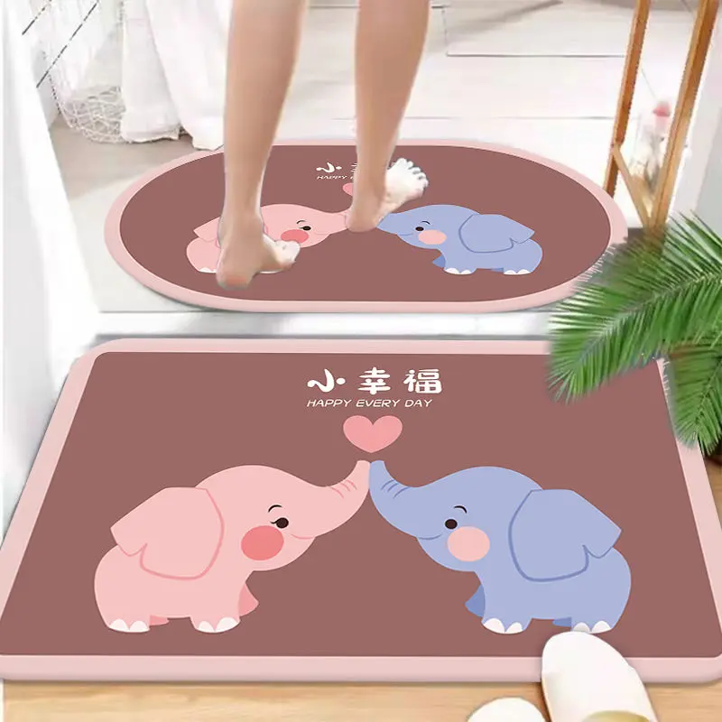 Floor carpet, absorbent rug, suitable for bathroom, washroom, kitchen, home bedroom, entrance, non-slip mat, plush carpet