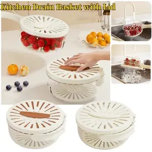 Fruit Drain Basket Kitchen Drain Basket Fruit storage Vegetable Washing Bowl Multifunctional Drain Bowl with Lid Drain Wash Basket with Handle Fruit Drain Basket Kitchen Drain Basket Fruit storage Vegetable Washing Bowl Multifunctional Drain Bowl with Lid Drain Wash Basket with Handle