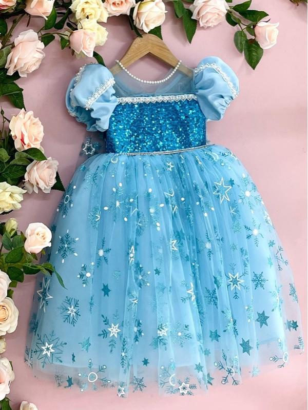 Product Introduction of Váy Elsa công chúa cho bé gái nhà Linh Đan kids - 2 màu (Xanh/Hồng) - Có choàng sau lưng Và tặng kèm cài tóc 6