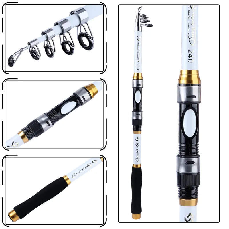 Sougayilang Rod memancing berputar dan reel set 5.9ft/6.9ft/7.9ft Rod memancing teleskopik dan 6BB 5.2:1 Ratio memancing berputar reel memancing dengan garis memancing 500m Ikan Roda 2
