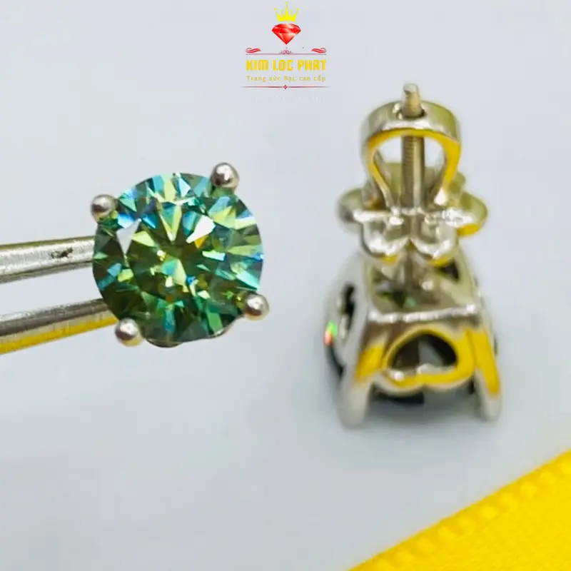 Bông tai moiss anite bạc Xi Bạch kim, Xi Zàng Trắng Nụ Mo.iss,anite 6li đến 8li1 Màu xanh 58 Giác Có Giấy Kiểm Định GRA, Chuôi Vặn, Dành Cho Cả Nam và Nữ, rất Thanh Lịch và Đeo Hàng Ngày Luôn Sáng Đẹp 0