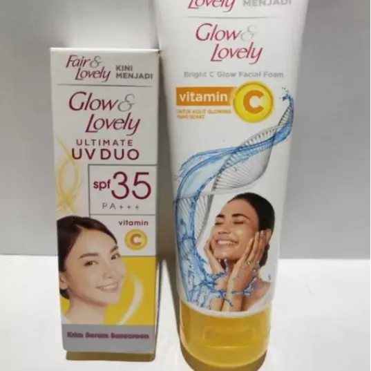 Paket Hemat Fair & lovely Krim Serum Sunscrean Spf 35 PA++20 Gr dan Facial Foam Vit. C 100 ML. Mencerahkan Wajah