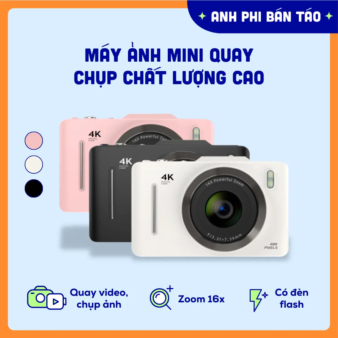 [Tặng kèm thẻ nhớ] Máy Quay Chụp Ảnh Mini V2 Chất Lượng Hình Ảnh 48MP Nhiều Màu