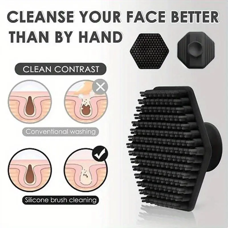 Bàn Chải Rửa Mặt Silicon Mềm, [KK Face], Để Loại Bỏ Mụn Đầu Đen, Thích Hợp Để Trang Điểm Và Tóc, Làm Sạch Lỗ Chân Lông, Mát Xa Và Làm Sạch Da Mặt, 1 Cái 5