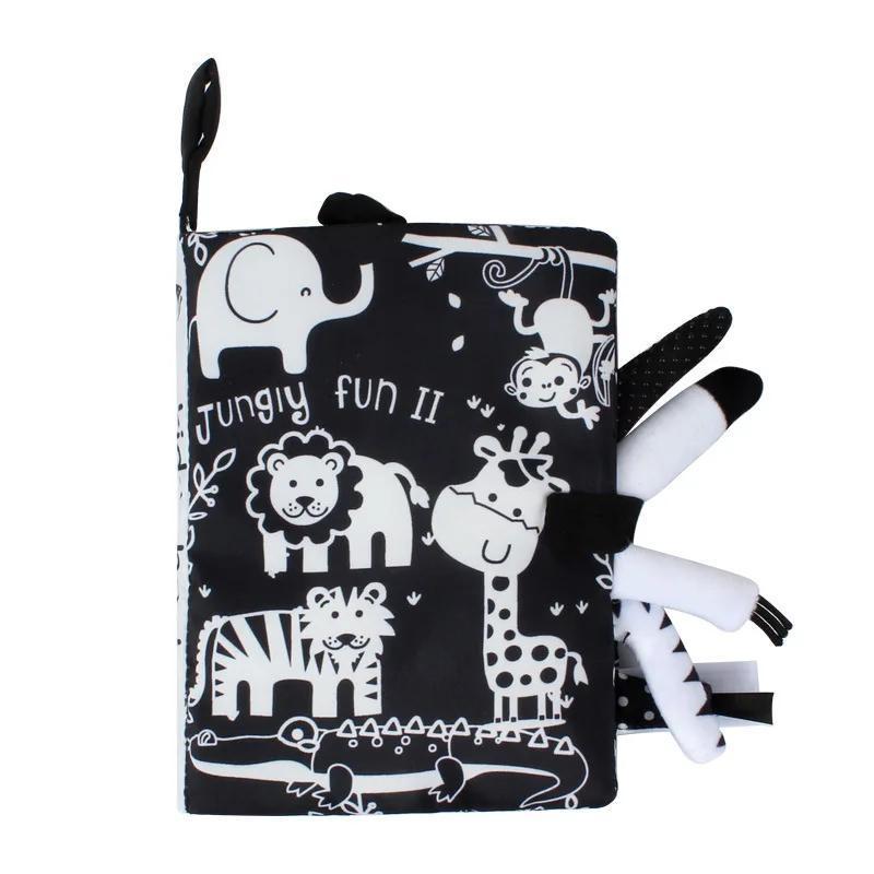 Product Introduction of Soft Baby Clothes Book Sensory Toy Black and White High Contrast Visual Stimulation Book Toddler Early Learning Educational Book 4