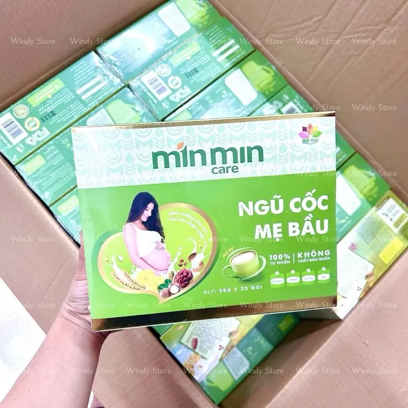 Bột Ngũ Cốc Mẹ Bầu, Ngũ Cốc Lợi Sữa MIN MIN Care Hộp 500gr/ 25 gói