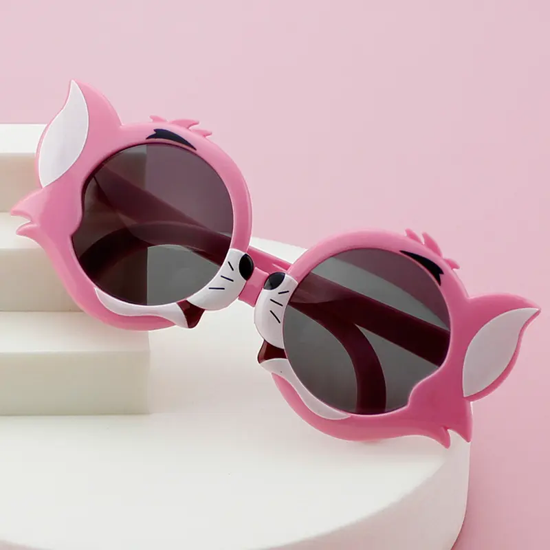 Kids Sunglasses Baby Cartoon Cat Personalized Sunglasses Boys and Girls UV Protection Folding Glasses Tide