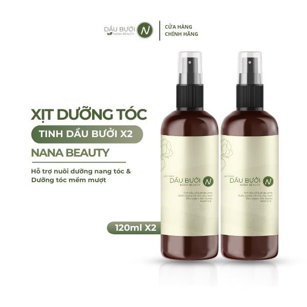 X2NBT120 - Combo 2 Chai Xịt Tinh Dầu Vỏ Bưởi Da Xanh Nana Beauty 120ml hỗ trợ giảm rụng, hỗ trợ mọc tóc, nhanh dài