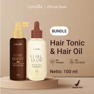 [HAIR TONIC + HAIR OIL] CARUSILA Hair Boost 2in1 Tonic & Serum Lush & Glow Hair Oil Minyak Penumbuh Rambut Tonik Rambut Rosemary Oil Baicapil by Carusila