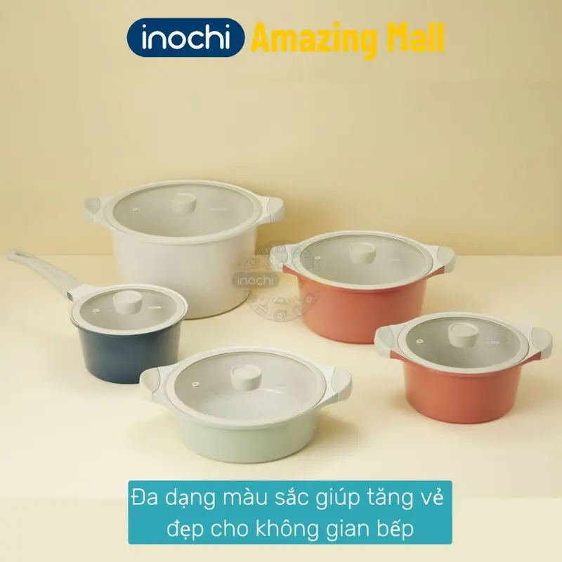 Nồi Chảo vân đá phủ sứ chống dính Omi Simple Inochi nhôm đúc nguyên khối sử dụng được bếp từ Inochi Amazing Mall 7