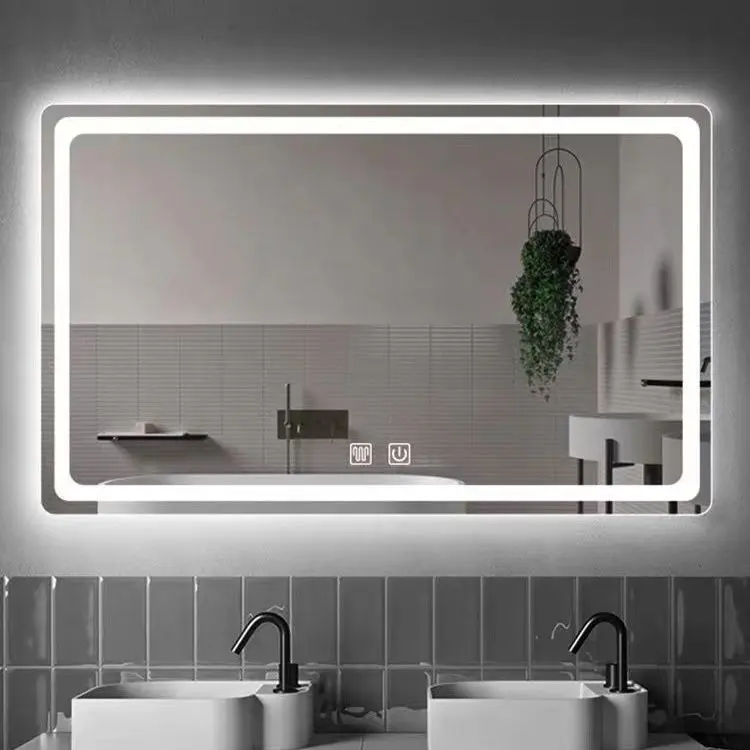 【SG-STOCK】Digital Mirror with LED , toilet makeup mirror, wall-mounted light, smart mirror, touch screen, bathroom mirror cabinet, with light, anti-fog, human body induction Decor Crystal