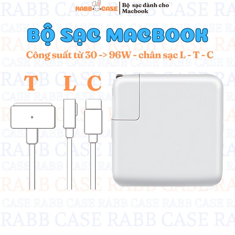 Bộ sạc dành cho Laptop Macbook dòng Air, Pro công suất 30W 45W 60W 85W 96W 140W, chân sạc Type C, Msafe 1, 2 và 3, Đầu sạc chữ L, chữ T, chân cắm gập gọn tiêu chuẩn Mỹ và Châu Âu, dễ thay thế, bảo hành 6 tháng