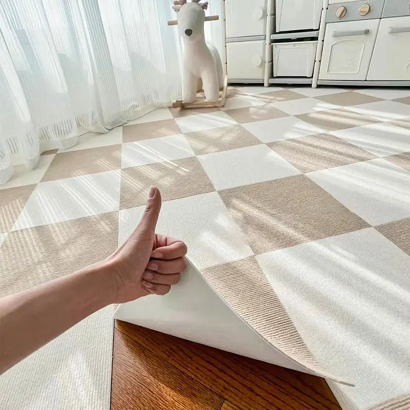 Thảm trải sàn tự dính, phong cách Nhật Bản, dành cho phòng Khách và phòng ngủ, tự dính, không cần keo, có thể tháo rời và giặt được, không cần bảo trì, hình vuông, bao phủ toàn bộ, thảm trải sàn 1