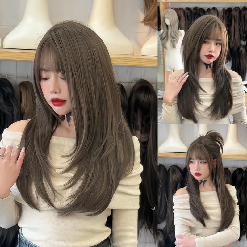 DJ-09 Tóc giả nguyên đầu layer 55cm( đẹp hơn khi sấy ngôi) Women Wig Nữ