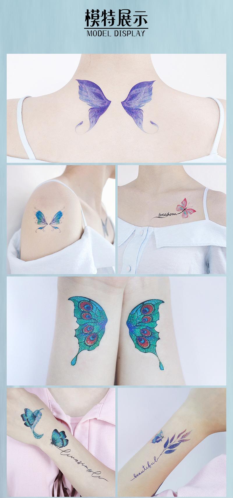 Product Introduction of Sparkling Pink Gradient Butterfly Wings Tattoo Eyecorner Facial Stickers Children's Eye Makeup DIY Stickers Fish Scale Performance Fashion Show 3