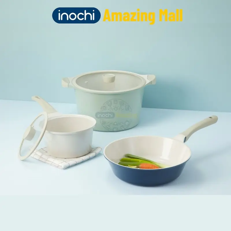 Nồi Chảo vân đá phủ sứ chống dính Omi Simple Inochi nhôm đúc nguyên khối sử dụng được bếp từ Inochi Amazing Mall 0