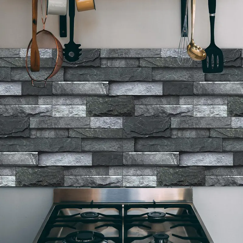 3D Brick Pattern Wallpaper Sticker, 24pcs/set Creative Modern Removable Tile Wall Sticker, Self Adhesive DIY Waterproof Wall Sticker Room Decor, Living Room, Home 5