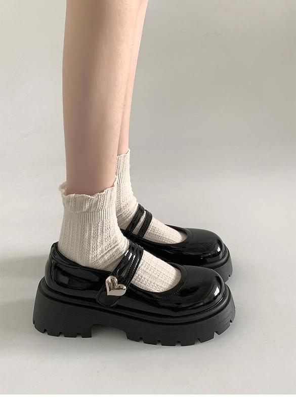Product Introduction of Black and round Thick Bottom Mary Jane Small Leather Shoes Women 2024 New Retro Matching Skirt Low-Cut Chunky Heel Shoes 22