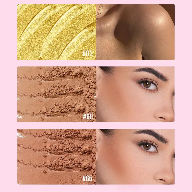 Beach Please! Makeup Set, 3 Counts/set Long Lasting Shimmer Body Cream & Bronzing & Contouring Powder, Cosmetic Product for Women & Girls 2