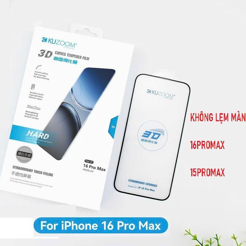 Kính Tràn Viền TRONG SUỐT Kính cường lực iPhone Full Viền 16 Pro Max 15 Pro Max t viền CONG 3d Phủ Nano chống mẻ viền cao cấp - Phụ Kiện
