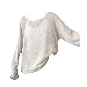2025 Summer Hollow Out Sun Protection Blouse Long Sleeve Knitted Top Women's Casual College Lazy Style