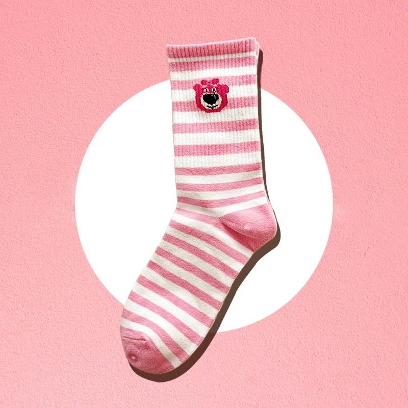 Product Introduction of Pink Bear Cartoon Cute Sweet College Style Autumn Winter Stockings Women 23