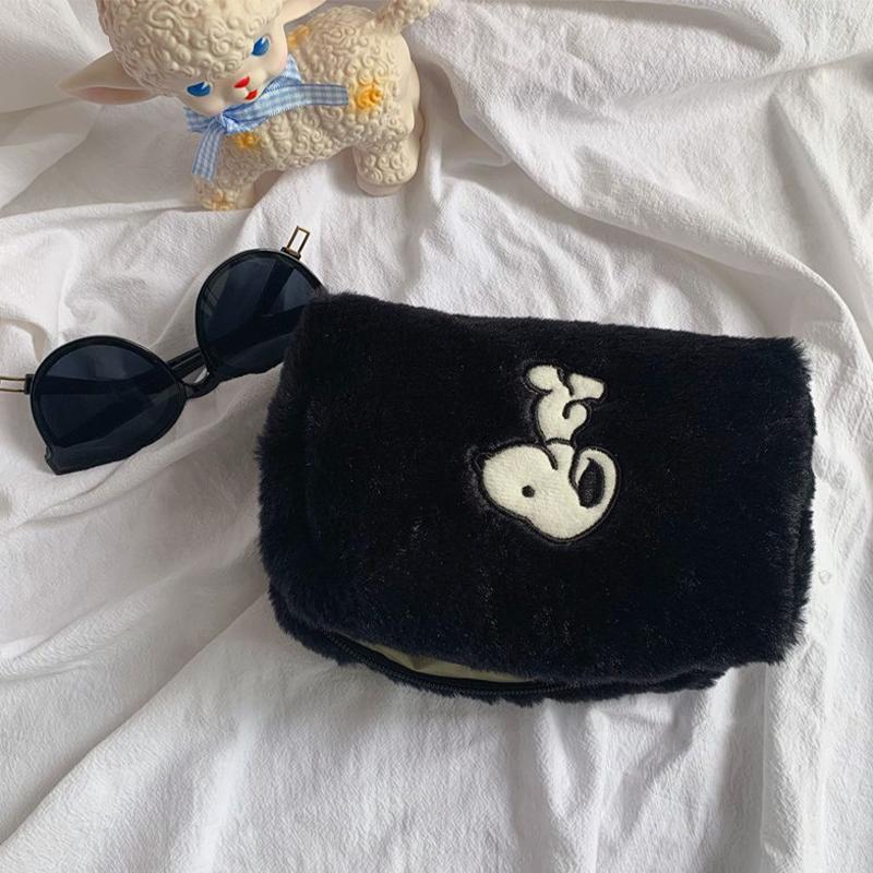   ZYP  Snoopy-Túi Đựng Mỹ Phẩm Bằng Vải Nhung Lông Dung Tích Lớn Cho Nữ Dụng Cụ Sắp Xếp Đồ Trang Điểm Túi Xách Văn Phòng Phẩm Hộp Bút Chì 