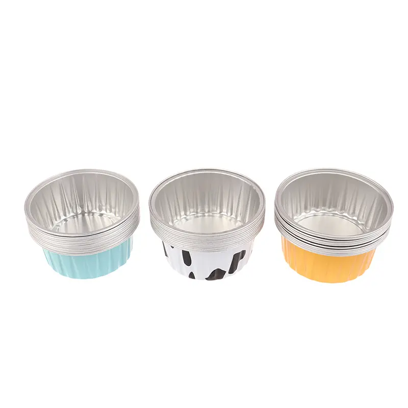Khuôn Cốc Thiếc Lá Nhôm Tròn, Có Thể Tái Sử Dụng, 10 Cái, Thích Hợp Làm Pudding Và Bánh Ngọt, Hộp Giấy Thiếc Nồi Chiên Không Dầu, Khay Nướng Nhỏ Dụng Cụ Làm Bánh Và Làm Bánh 6