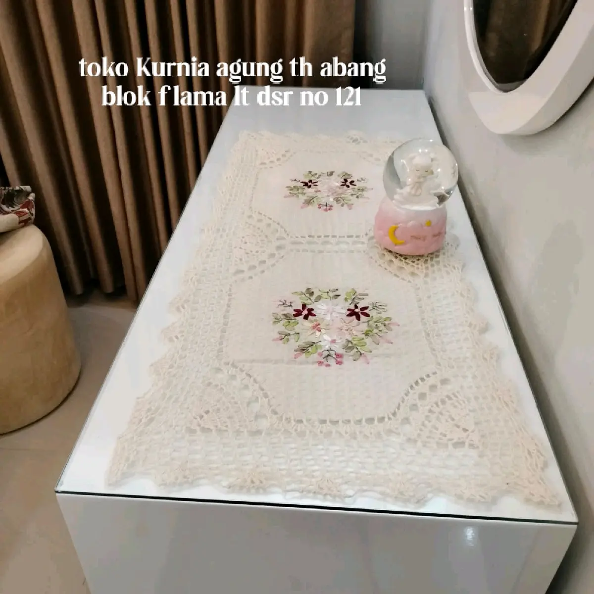 Taplak Meja Tamu Rajut Vintage 40x90cm - Bahan Rajut Import