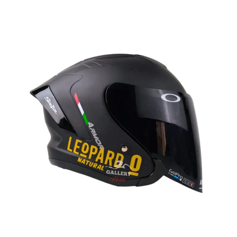 Js Armor Hitam Doff Paket Ganteng Leopard | Helm Half Face Kekinian Iridium Motorcycle Visor 2