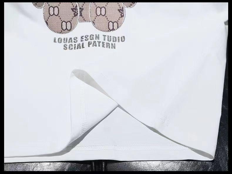 Product Introduction of European Station European Goods Trendy Bear Round Neck Short Sleeve T-Shirt Men 2023 Summer Youth Slim Fit Plus Size Half Sleeve Tee Comfort 26