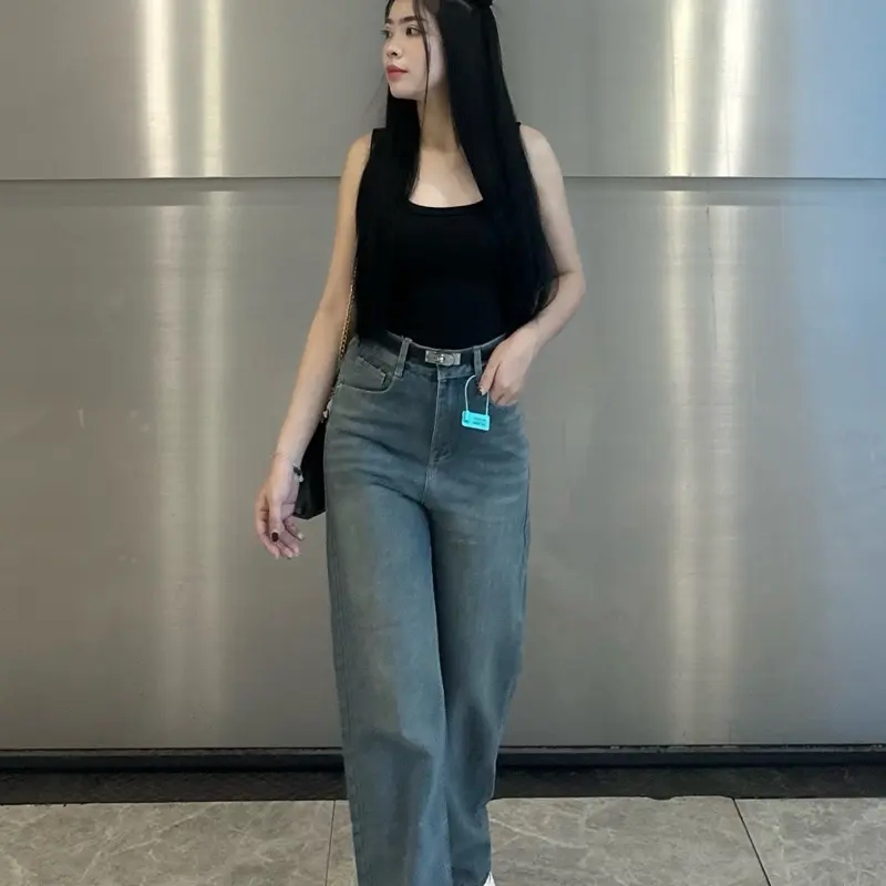 V.M-Quần jeans nữ suông trơn màu lạ mới(S-2XL) vải QC mềm V3242 Woment Pants | BigBuy360 - bigbuy360.vn