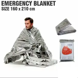 Selimut Darurat Emergency Blanket Outdoor Thermal 160x210cm 160 x 210 cm Tahan Anti Angin Dingin Windproof Waterproof Hipotermia Penghangat Badan Naik Gunung Bukit Hutan Laut Camping Hiking Lapisan Sleeping Bag Outdoor Survival Insulating Rescue Showtime