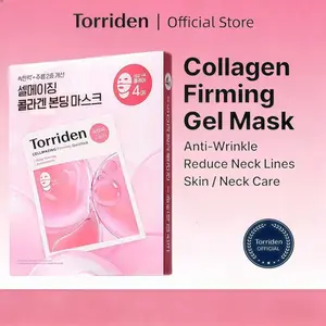 Torriden Cellmazing 5D Collagen Firming Gel Mask for Anti-Wrinkle Care, Neck Lifting, Reduce Neck Lines, Improving Skin Texture & Elasticity, 4ea