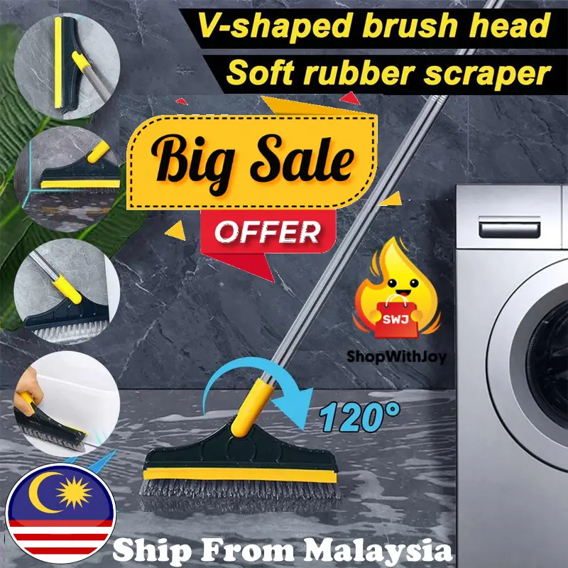 【ShopWithJoy】3 in 1 Adjustable Toilet Floor Brush Corner Water Wiper Bathroom Brush Berus Tandas Berus Lantai Supplies