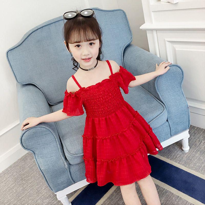 Váy Bé Gái, Chất Liệu Voan Trễ Vai, Màu Trơn Thích Hợp Cho Bé 3-5-7-8 Tuổi, Váy Công Chúa Bé Gái, Phong Cách Phương Tây, Hàng Mới Về Cho Mùa Hè 2