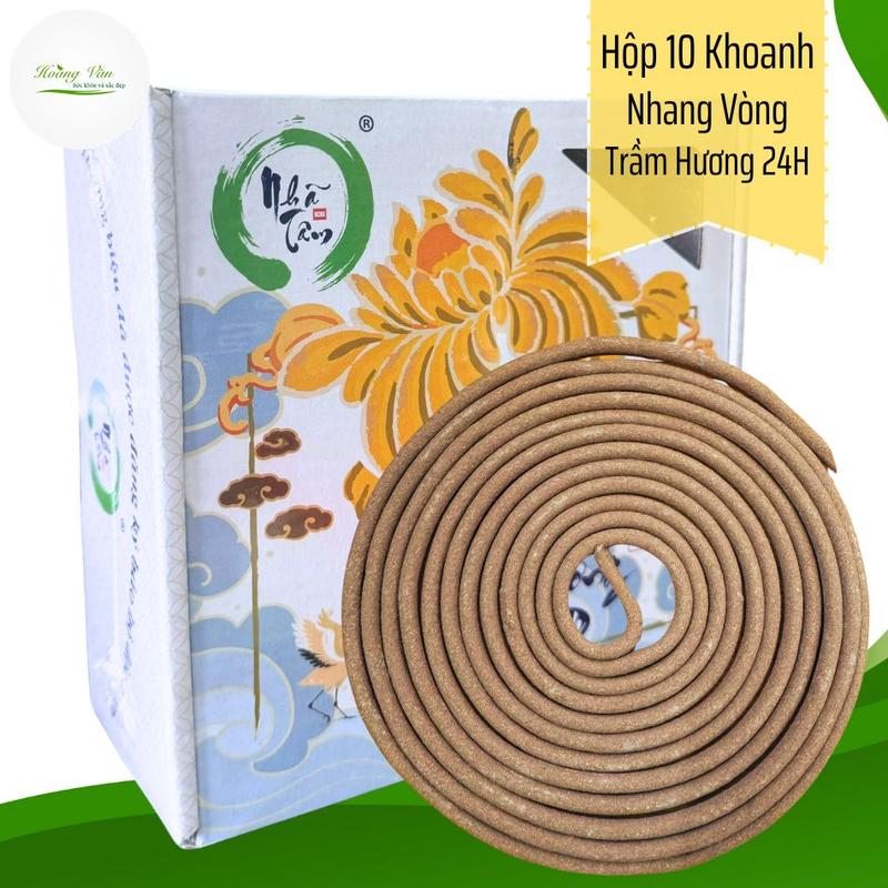  Nhang vòng trầm hương 24H Nhã Tâm - Hộp 10 vòng Làm từ bột trầm sạch tự nhiên  không pha Tinh Dầu Thơm tạo mùi  