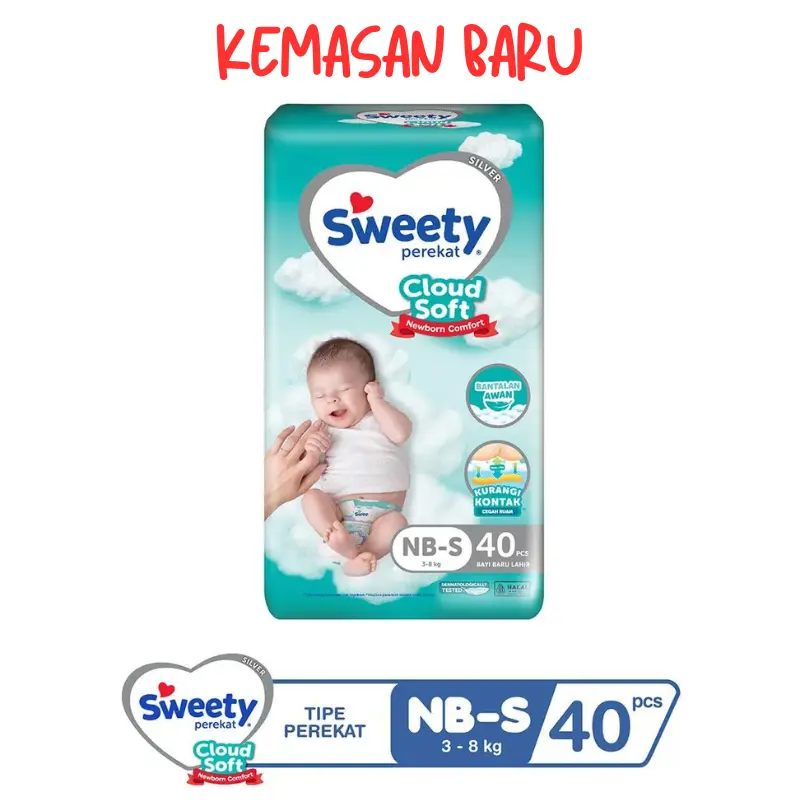 Sweety Silver Pants Tape Popok Bayi Perekat NBS40/S32/M30/L28/XL26/XXL24 Diapers 5