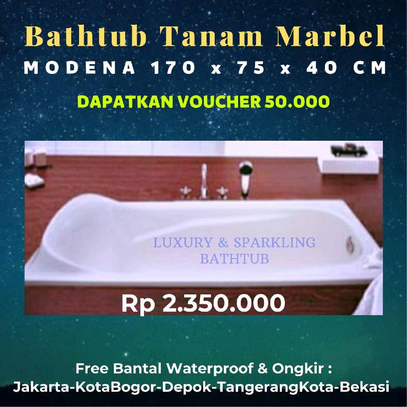 Bathtub Tanam 170x75x40 Cm Modena Free Avur Kuningan dan Bantal Waterproof 2