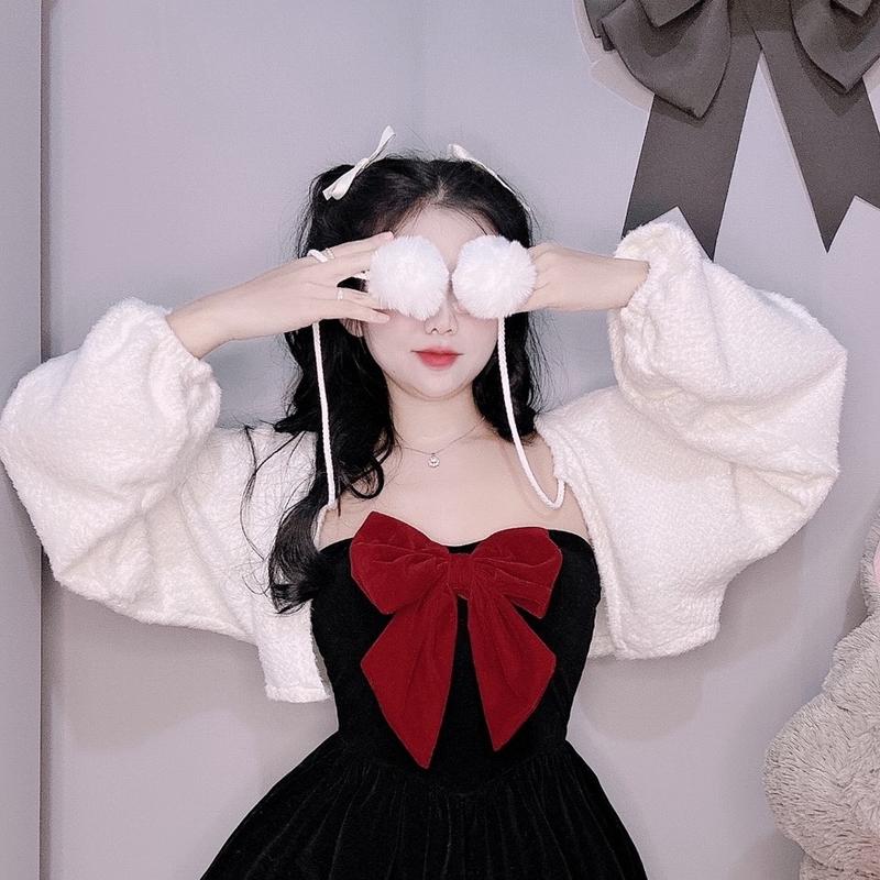 Áo Khoác Len Lông Thỏ Quả Bông ảnh thật Thông thường Len Women Nữ