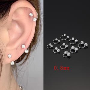 ต่างหูเกือกม้า เพชรเต็ม สองปลาย เงางาม สำหรับผู้หญิง เหมาะสำหรับสวมใส่ทุกวันและทำงาน มัลติฟังก์ชั่น แพ้ง่าย ทำจากสแตนเลส รู้สึกระดับไฮเอนด์เฉพาะ