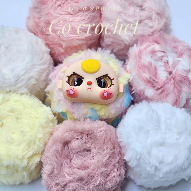 Len Lông Thỏ Giả Lông Chồn mềm mịn sử dụng đan móc thú bông túi khăn Diy